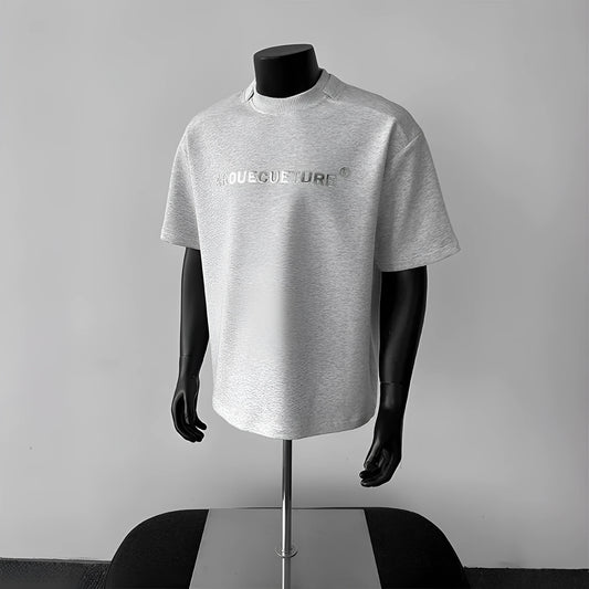 Men's plain cotton short sleeve pullover t-shirt in loose fit casual style