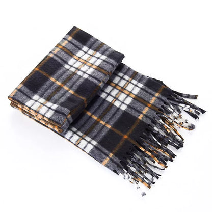 Handmade black and white plaid thermal scarf for men and women