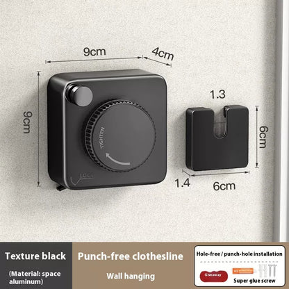 Telescopic wall-mounted laundry line in gun gray, black, and matt white options