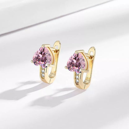 Loving Heart Zircon Ear Clips with diamond accents in heart-shaped design