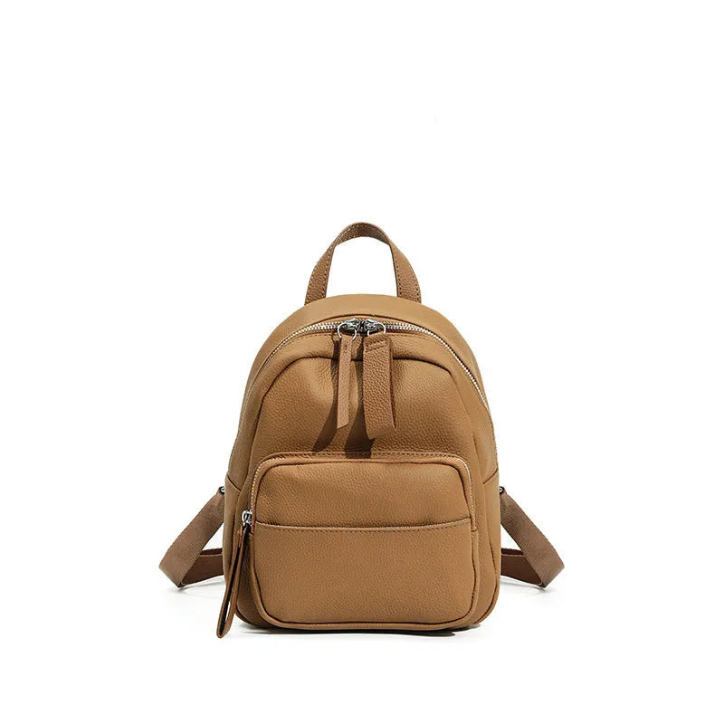 Women's leather backpack in urban simplicity style with organised internal compartments
