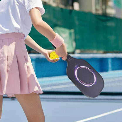 Carbon Fiber Pickleball Racket with red, yellow, blue, and purple color options