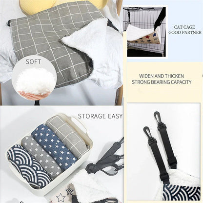 Cozy lamb fleece cat hammock bed for indoor pets, available in multiple sizes and colors