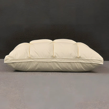 Rectangular white goose down pillow with pure cotton fabric in blue colour option showing 48×74cm dimensions