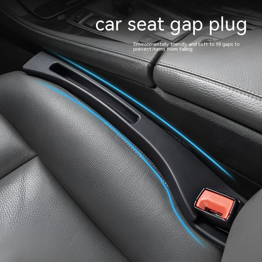 Black car seat gap storage box organiser pocket placed between vehicle seat and centre console