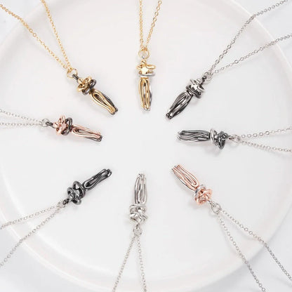 Affectionate Hug Necklace for couples with snake bone chain in brass