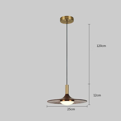 Walnut wood and solid copper fish line pendant chandelier in New Chinese style.