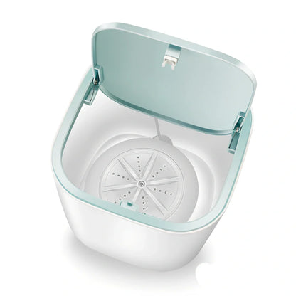 Mini turbo table washing machine in macaron blue with 17cm dimensions for washing underwear and socks