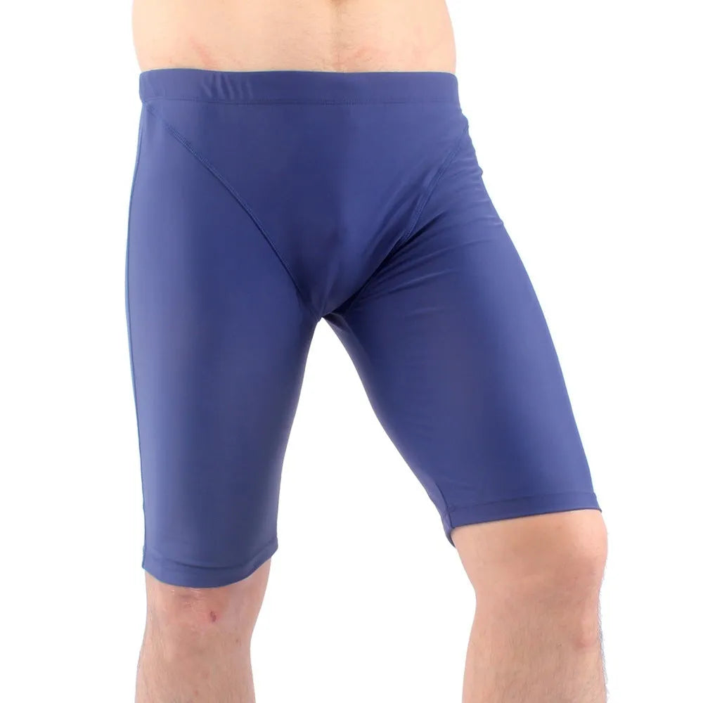 Men's green quick-drying swimming trunks with five-point fashion design and anti-embarrassment fit