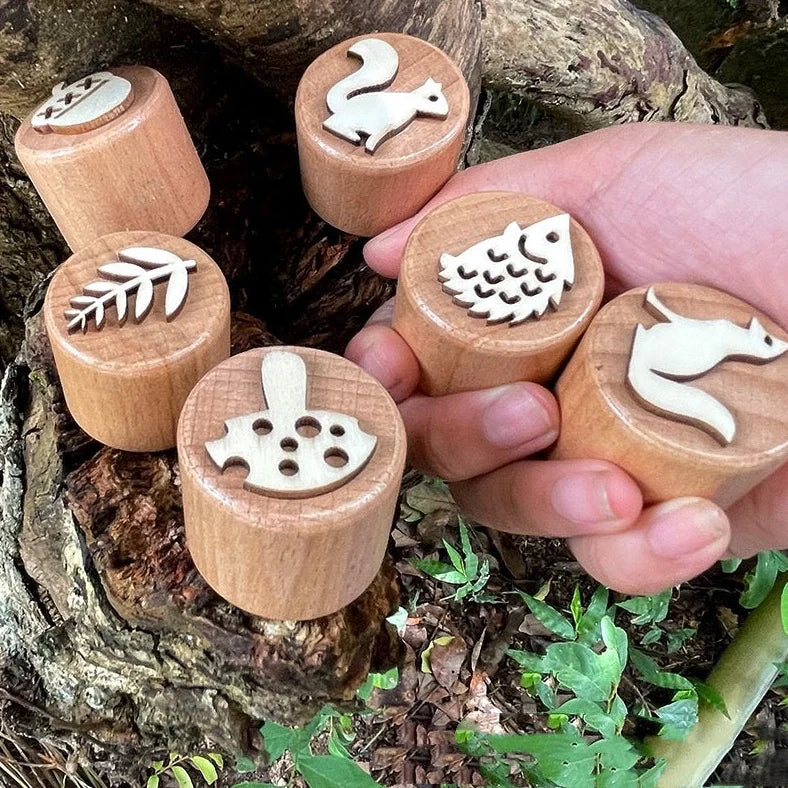 Wooden children's seal toy for infants aged 0-3 years, part of the Autumn Collection Series available in 6-pack or 9-pack colour options, designed to develop intelligence through hands-on brain activities and parent-child communication