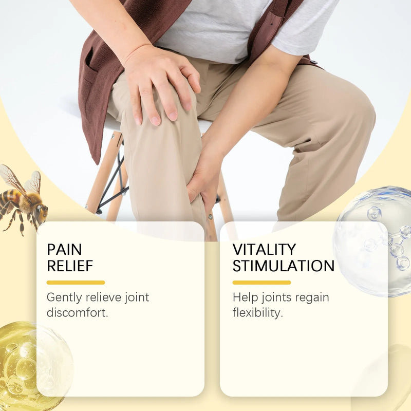 Joint neck cream with mild ingredients containing bee venom and 6-sulfuric acid chondroitin for topical application to relieve discomfort, presented in a 50g tube for convenient daily use.