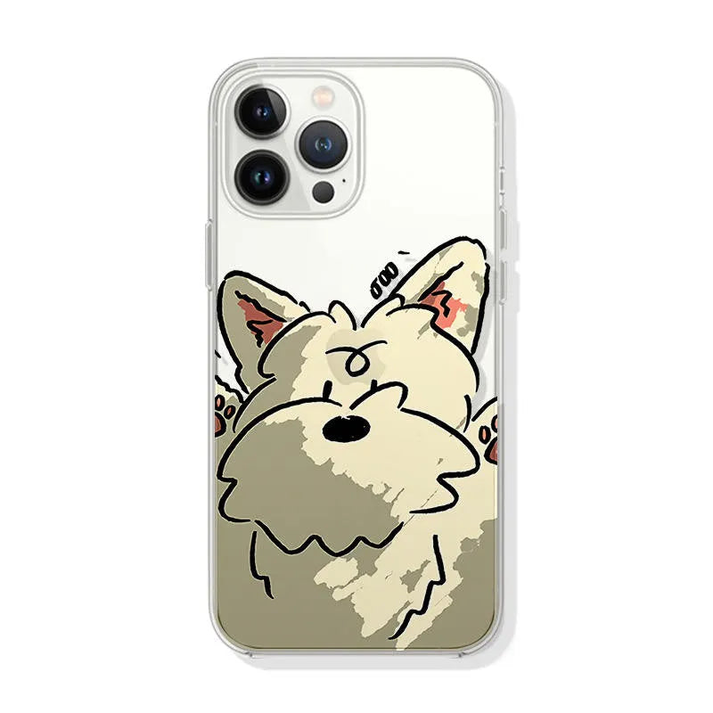 Cartoon cute puppy transparent silicone phone case for iPhone models