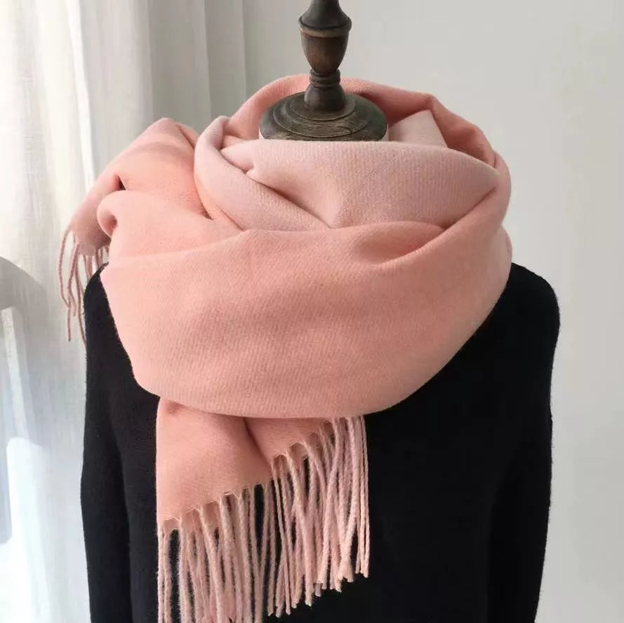 Double-sided Artificial Australian Wool Scarf Shawl in various colors for winter warmth