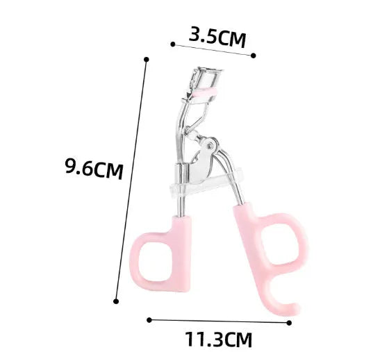 Pink eyelash curler with A4 chrome scissors handle design and carbon steel construction