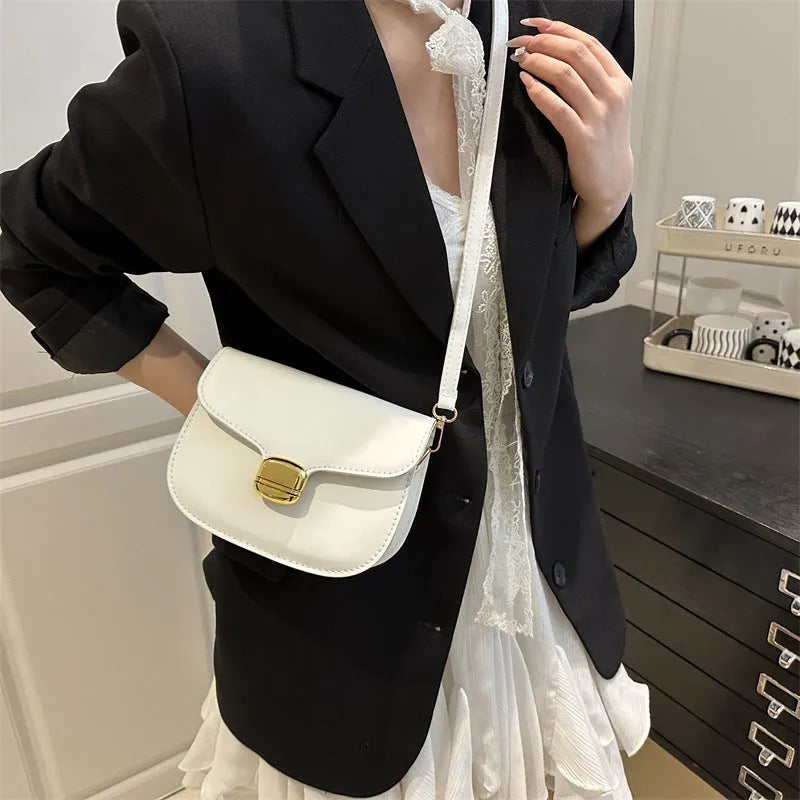 Simple PU leather women's handbag with phone pocket and change compartment in six colour options