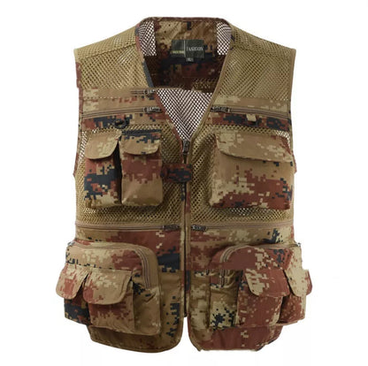 Men's professional photography vest with multiple pockets in various colors