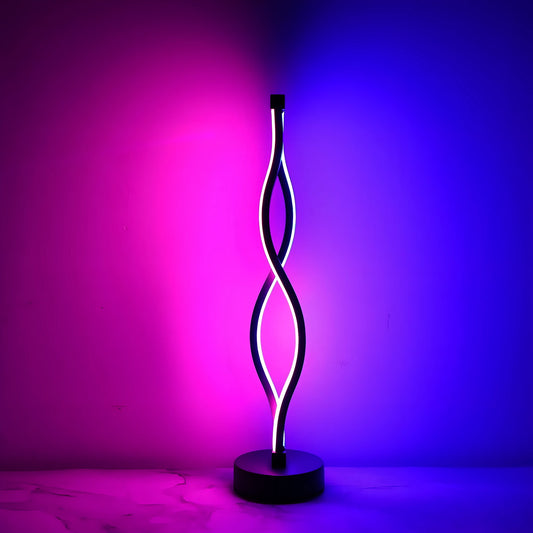 Black aluminium desk lamp with touch dimming and three-colour button controls for bedroom or study