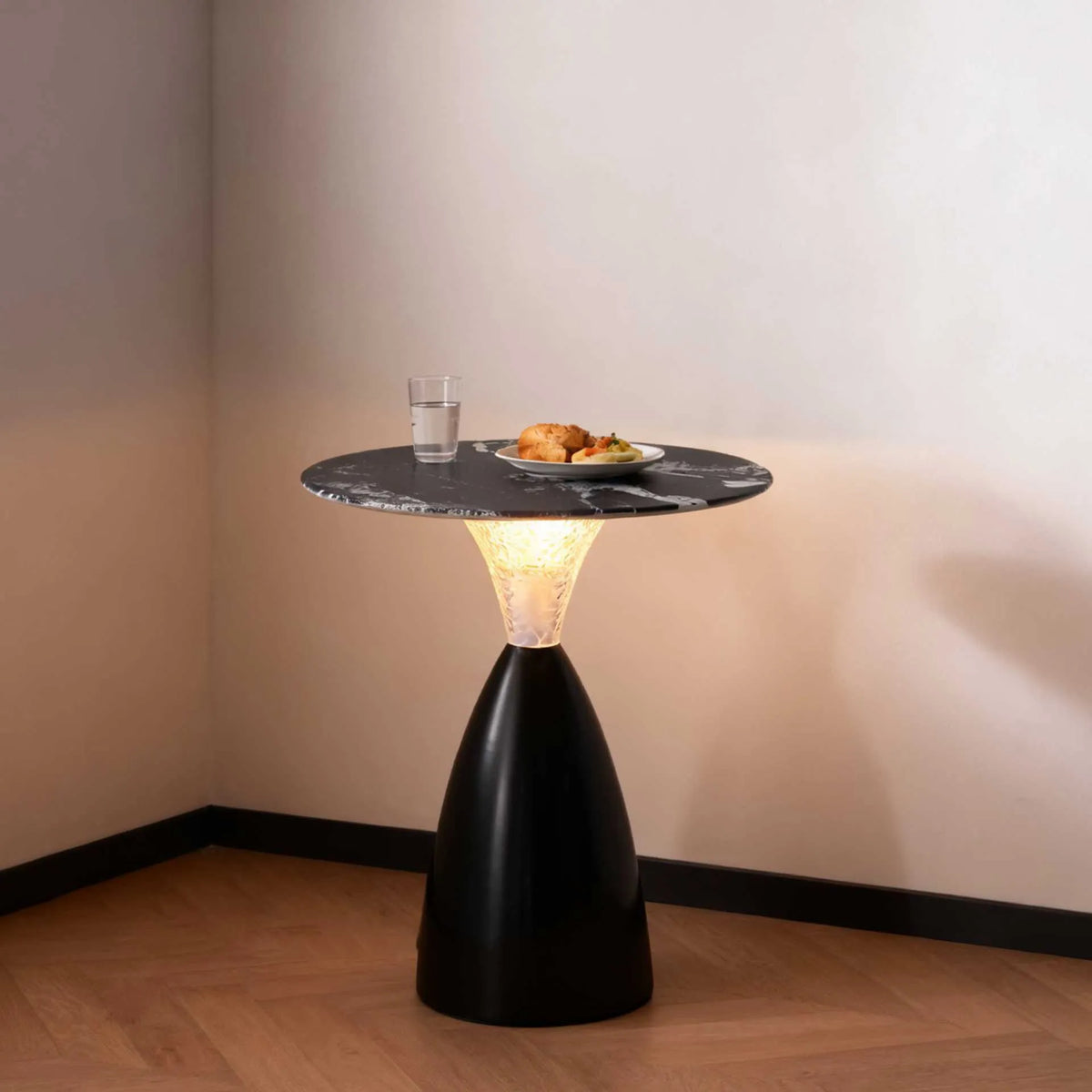 LED side table with 16-colour RGB ambience light, remote control, white or black, tea table for living room