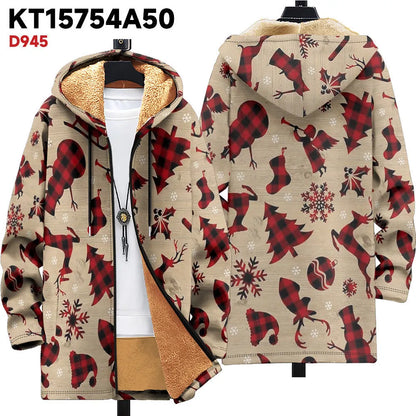 Men's multicolour printed hooded cardigan jacket with front zipper in loose casual fit