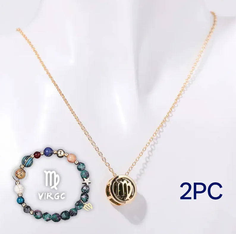 Natural stone beaded necklace and matching bracelet jewellery set showing one of 12 available style variations.