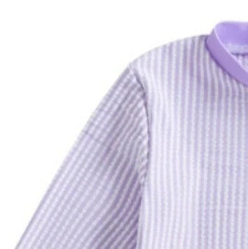 Girls' striped jumpsuit with matching hat in pink, violet, or sapphire blue for swimming