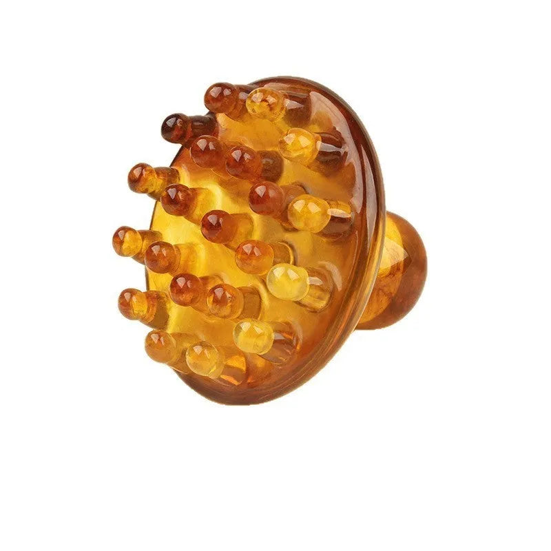 Disc-shaped massage comb with 21 teeth for head and scalp massage in coffee brown colour