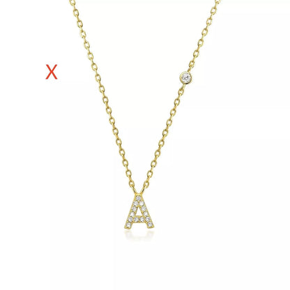 Custom Initial Necklace with sparkling CZ pendant, available in gold or silver finish