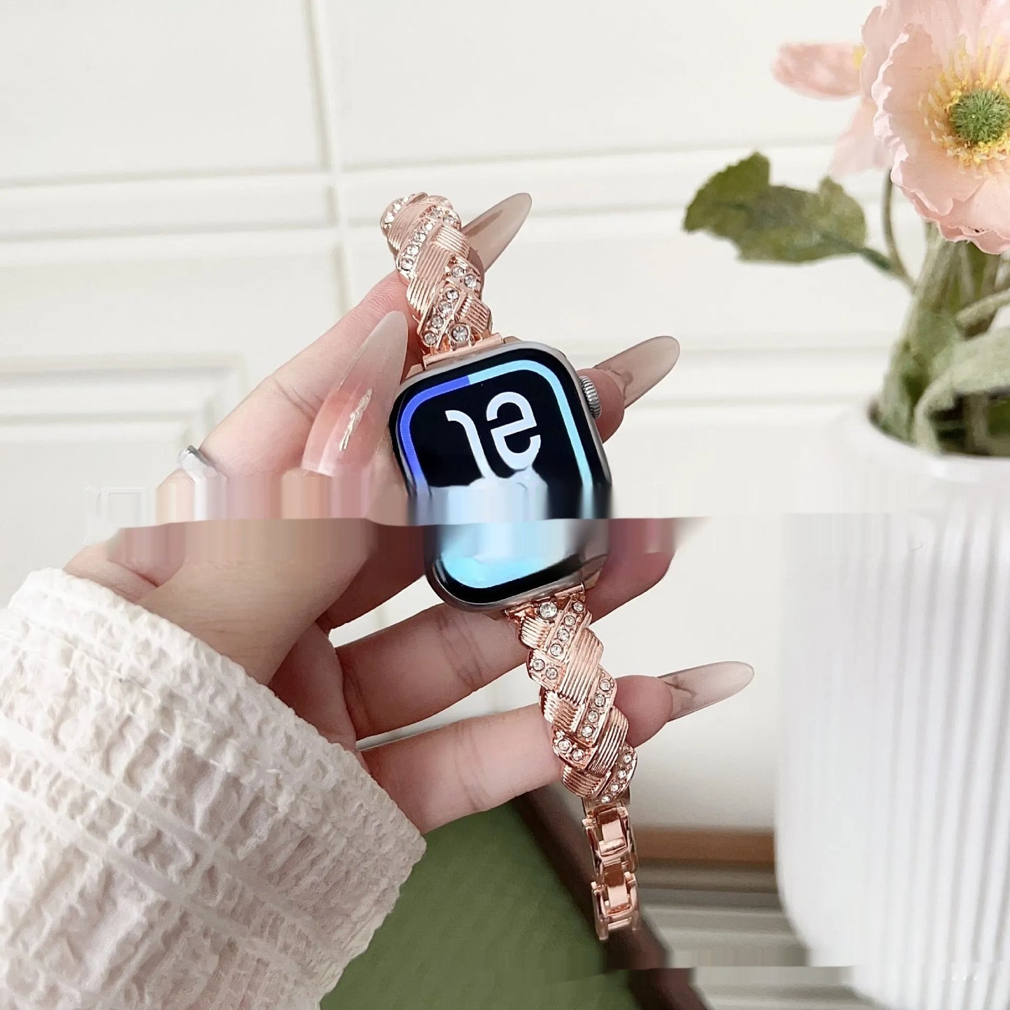 Twist diamond pattern zinc alloy watch strap in multiple colours for Apple Watch compatibility