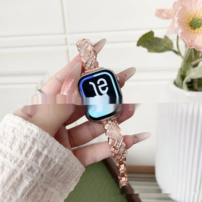 Twist diamond pattern zinc alloy watch strap in multiple colours for Apple Watch compatibility