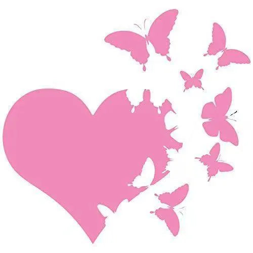 A white butterfly-shaped car body decoration sticker on a 15cm by 15cm square backing sheet.