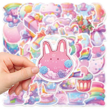 Cute candy small items decorative waterproof stickers in fresh colours, 4-7cm size, for hand account decoration
