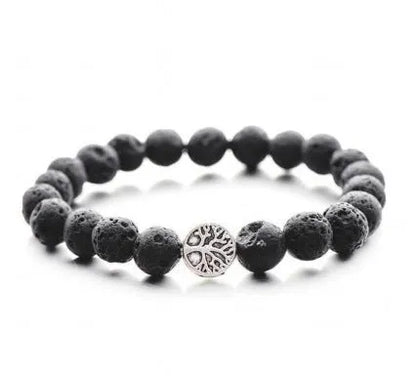 Handcrafted natural stone bracelet with alloy volcano white turquoise charm in a simple design.