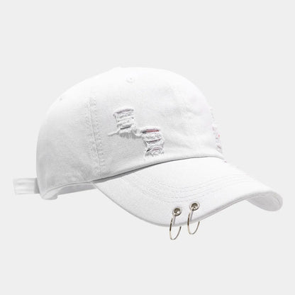 Men's adjustable denim baseball cap with dome crown in black, white or light blue