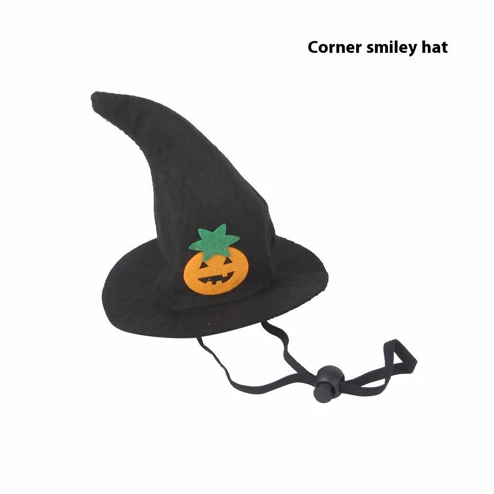 Halloween pumpkin design cloth hat for cats with embossed decorative details