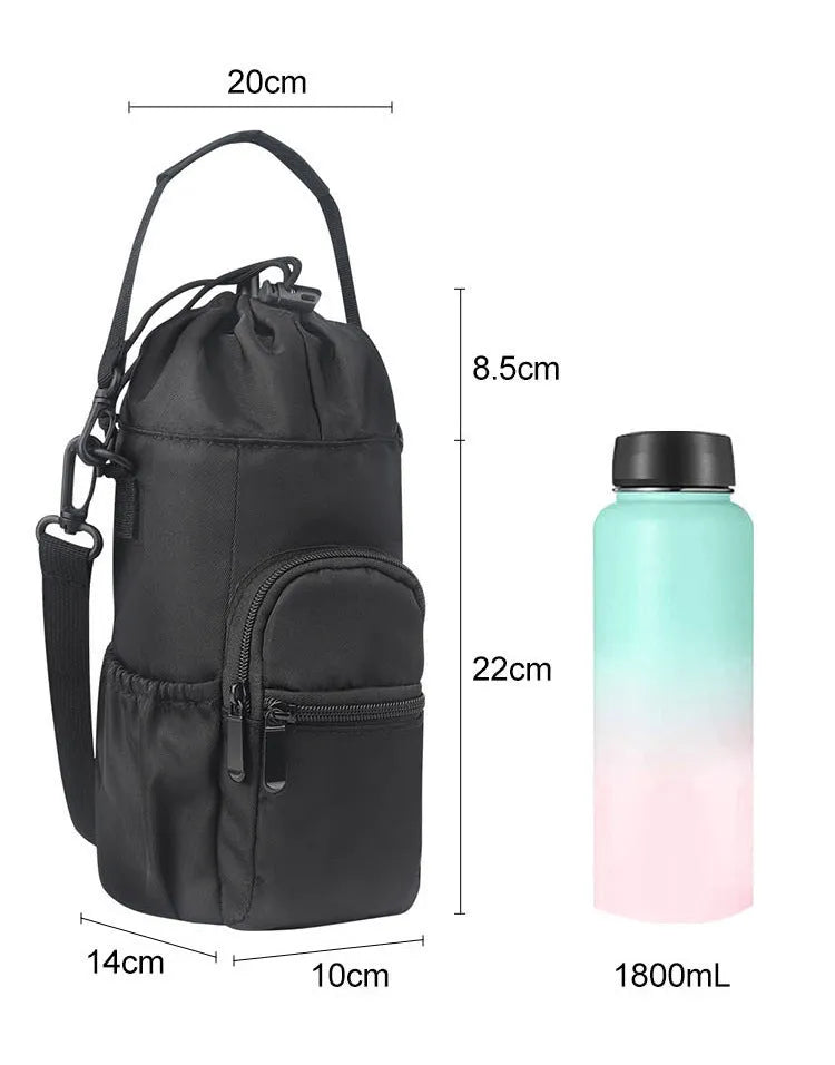 Crossbody water bottle shoulder bag in cloth material with adjustable strap
