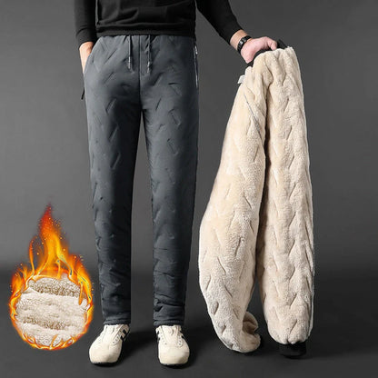 Men's winter velvet fleece jogging pants with zip pocket in various colors and sizes