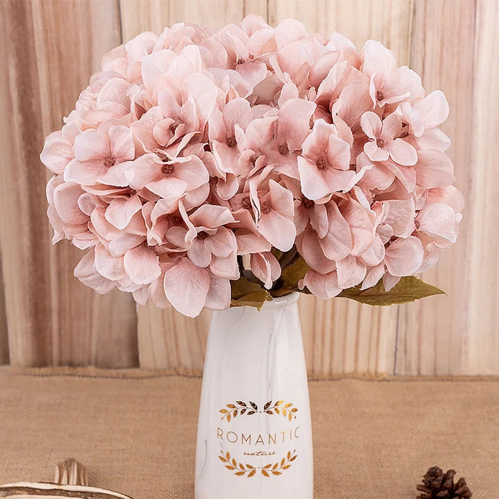 36cm artificial hydrangea branch with 16cm flower head in coffee brown colour