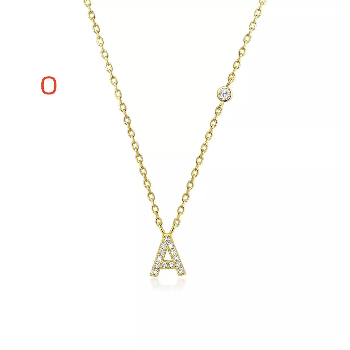 Custom Initial Necklace with sparkling CZ pendant, available in gold or silver finish