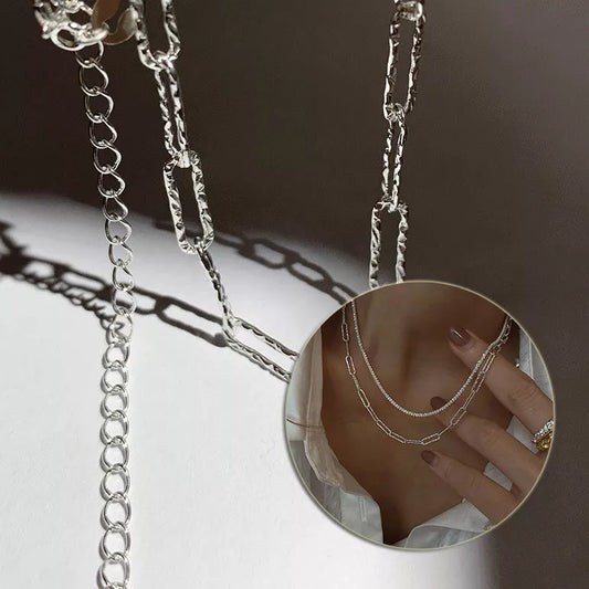 Women's S925 Silver Geometric Ring Necklace with adjustable length and Korean style design