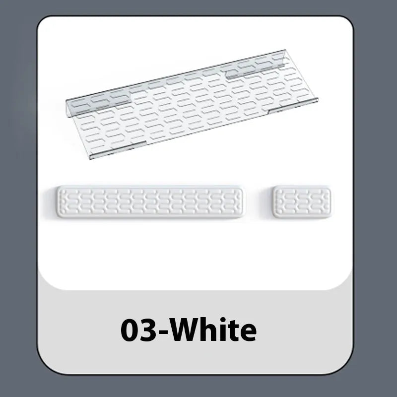 Double-sided memory foam keyboard and mouse desk pad set with gel wrist support pillow.