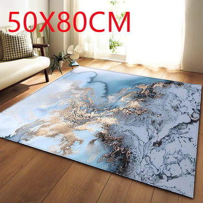 Rectangular polyester fibre carpet with marble pattern in 121.9x160cm and 50x80cm sizes