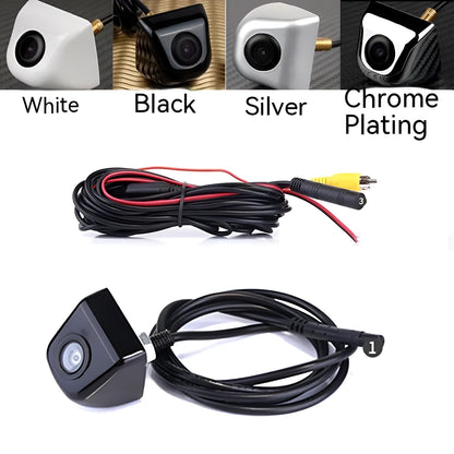 Black screw-mount HD waterproof rearview camera for cars with night vision, shown with connection cable.