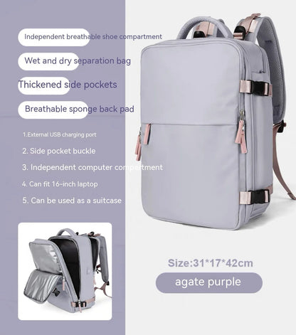 Large capacity waterproof mummy backpack in mint green colour with nylon material and 30-litre storage