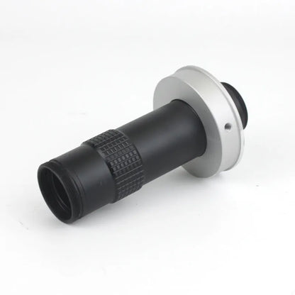 Black industrial camera monocular lens with 130x magnification and 60-300mm working distance