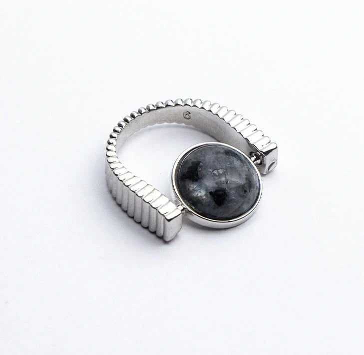 Natural Stone Fidget Spinner Ring in gold and silver finishes for stress relief