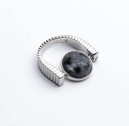 Natural Stone Fidget Spinner Ring in gold and silver finishes for stress relief