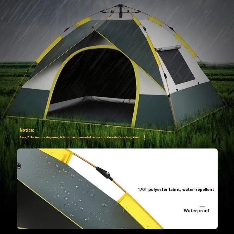 Dark green silver glue automatic quick-open camping tent for 3-4 people with dimensions 220x200x140 cm