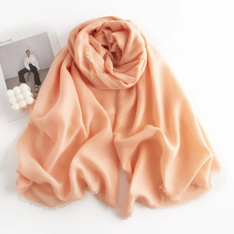 Stylish herringbone pattern artificial cashmere scarf for women in various colors