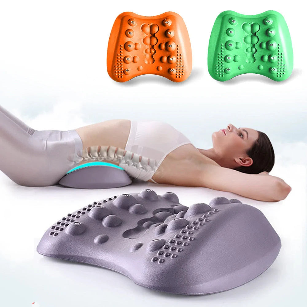Butterfly-shaped lumbar support pillow with magnetic nodes for back pain relief
