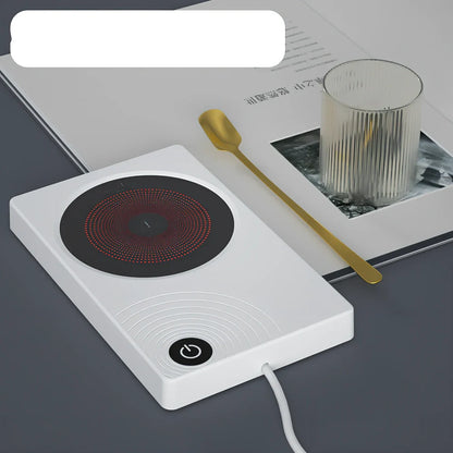 White square heating coaster set with 90x150cm cushion and 75x85cm cup holder on office desk